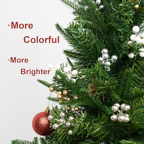 LLZLL 32 Pack Christmas Picks Artificial Christmas Tree Berries 6.5 Inch Holly Berry Stems for Winter Xmas Holiday DIY Ornaments（Golden）