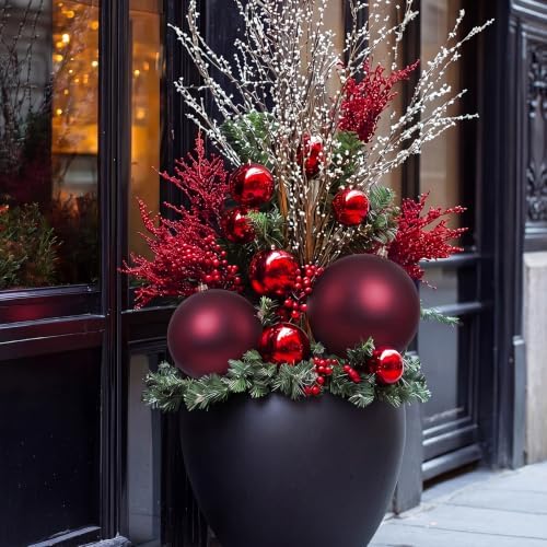 Threan 10 Inch Burgundy Matte Large Christmas Ball Ornament