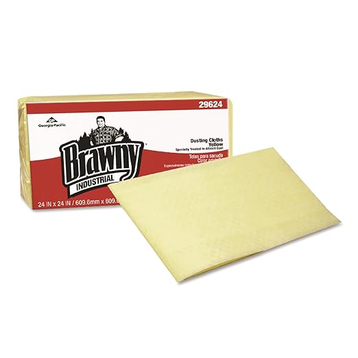 Georgia-Pacific Brawny Yellow Quarter-Fold Disposable Dusting Cloth by GP PRO, 24" Length x 24" Width, 29624 (Case of 4 Packs, 50 Cloths per Pack)