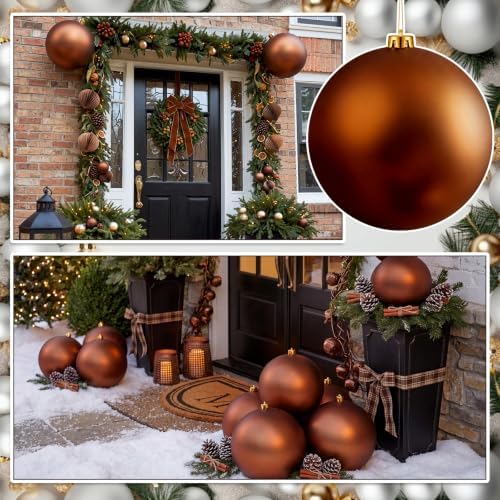 Threan 10 Inch Large Chocolate Brown Matte Christmas Ball Ornaments