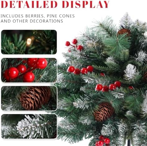 2 Pack Artificial Christmas Urn Filler, Pre-lit Lighted Christmas Tree