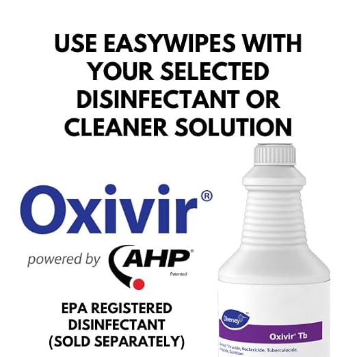 Diversey 5768748 EasyWipe Disposable Wiping System, DRY Wipes in Reusable Bucket - Use with Your Choice Disinfectant, 125 Large 12x10.5-Inch Wipes, 1-Bucket (Pack of 6)