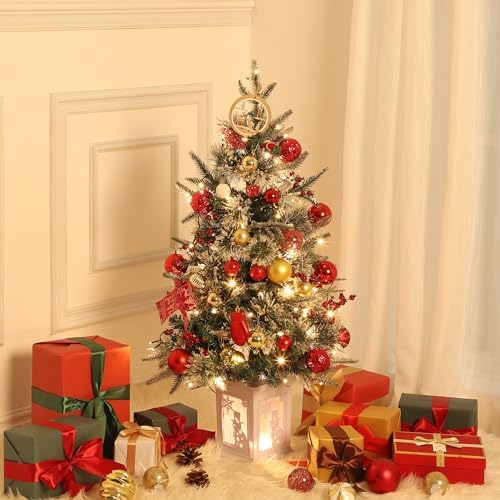 GAOMON 3FT Prelit Christmas Tree, Artificial Xmas Tree with Lighting Base