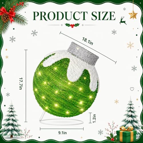 2 Pcs Outdoor Christmas Ornaments, Lighted Pop-Up Holiday Ball Decoration with 160 LED Lights, 8 Light Functions, Lighted Collapsible Christmas Outdoor Decorations for Yard, Patio, Home