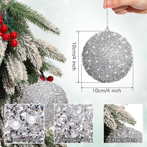 Lyrow 24 Pcs 4" Christmas Ball, Silver