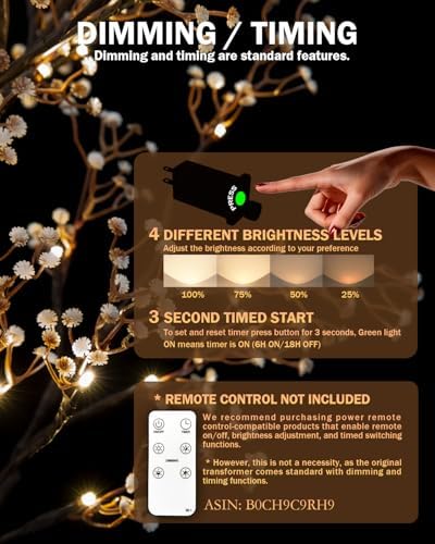 TYBEEU Lighted Baby's Breath Tree Set (4ft, 5ft & 6ft)