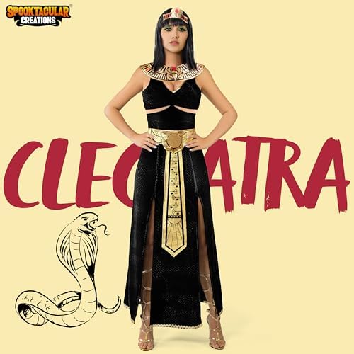 Spooktacular Creations Women Black Cleopatra Dress Costume Set with Cleopatra Accessories for Halloween Costume
