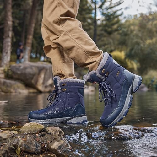 SHULOOK Men's Waterproof Winter Snow Boots: Insulated Warm Lined