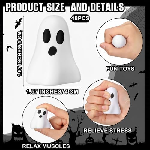 Wettarn 48 Pcs Halloween Ghost Balls Bulks, Ghost Toy.