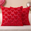 Softalker Red Heart Pillow Covers 18 x 18 Inch Set of 2, Mother's Day Decorative Soft Faux Fur Cushion Covers, 3D Embroidered Pillow Cases for Spring Summer Home Decor