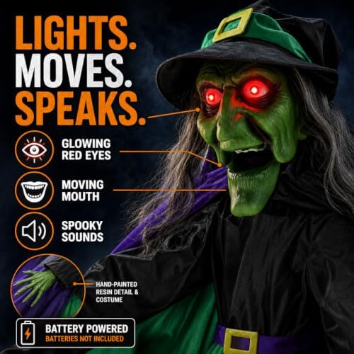 12 Ft Animated Hovering Witch Animatronics