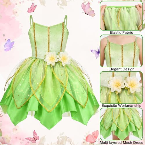 Latocos Fairy Dress Costume for Girls, Toddler Fairy Dress Butterfly Wings