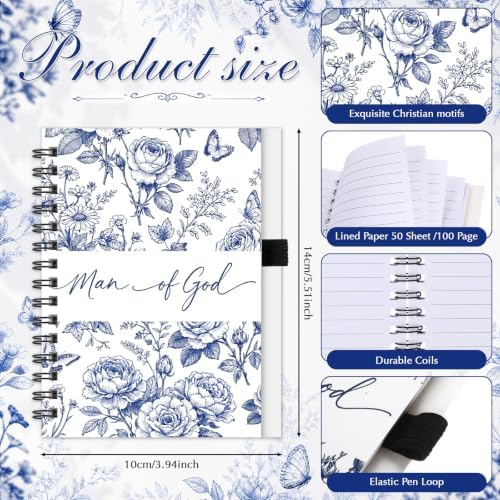 Gueevin 72 Pcs/36 Set Inspirational Notebook Pen Gifts Bulk, Blue Christian