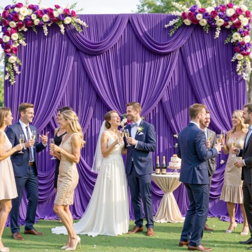 Purple Backdrop Curtain for Parties Wedding Wrinkle Free Purple Photo Curtains Backdrop Drapes Fabric Decoration for Birthday Party Photography 5ft x 7ft,2 Panels