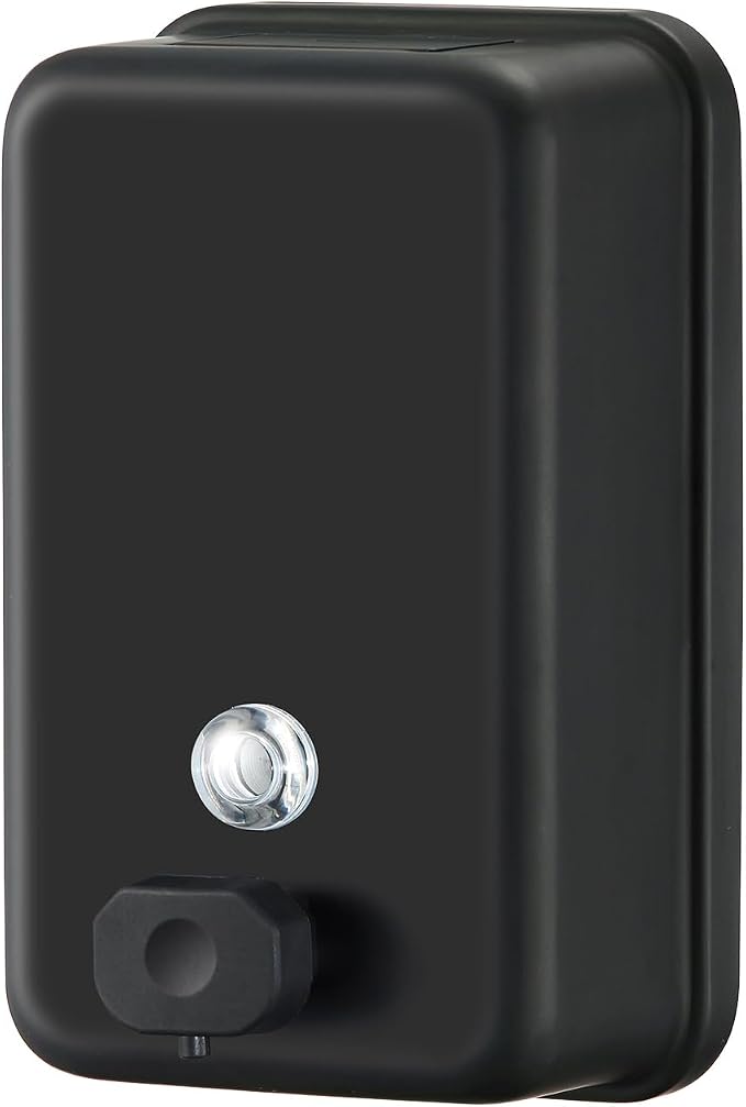 Stardrix Matte Black Stainless Steel Vertical 1100ml/37oz Capacity Commercial-Grade Soap Dispenser, Wall-Mounted Bathroom Hand Soap Dispenser with Corrosion-Proof Lining and Anti-Leak Pump