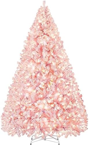 Yaheetech 9ft Pre-Lit Pink Artificial Christmas Tree with 900 Lights