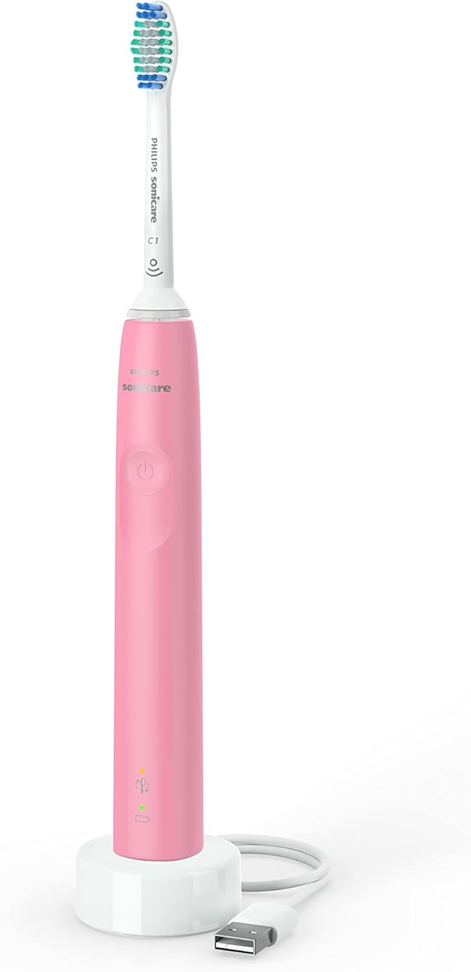 Philips Sonicare 3100 Power Toothbrush, Rechargeable Electric Toothbrush with Pressure Sensor, Deep Pink HX3681/06