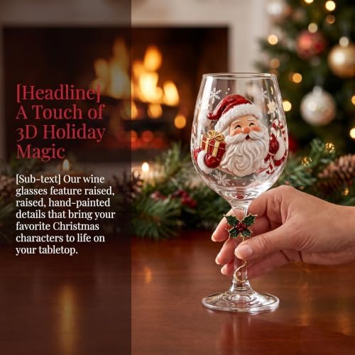 Christmas Wine Glass Collection Gift Box Set, Christmas Wine Glasses, Raised Holiday Goblet with Snowflake Decor, Festive Glassware, Wines & Cocktails, Holiday Party & Table Decor (glass)