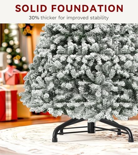 DWVO 6ft Snow Flocked Artificial Christmas Tree with 880 Tips