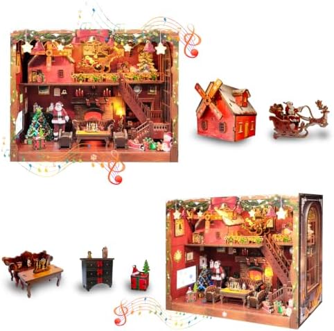 OZJAY Christmas Miniature House Kit, 3D Wooden Puzzles for Adults