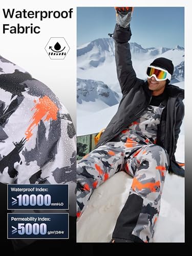 FREE SOLDIER Mens Snow Bibs Ski Snow Pants Softshell Ski Bib Overalls