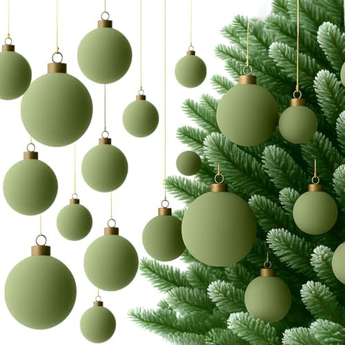 Foilswirl 36 Pcs Green Velvet Christmas Balls, 2.36", 2.76", 3.15"
