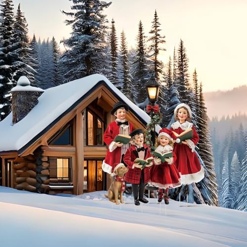 Leinuosen Christmas Family Carolers Yard Signs with Stakes