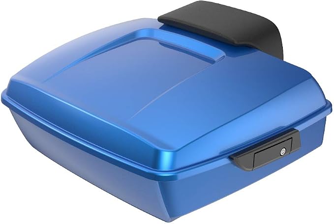 Advanblack Road Glide Tour Trunk Pack Electric Blue Chopped Tour Trunk Pack Backrest Pad for '97-'25 Harley Touring Road King Street Glide Electra Glide CVO models