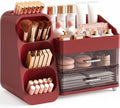 Booklov Large Makeup Organizer for Vanity Countertop, Red
