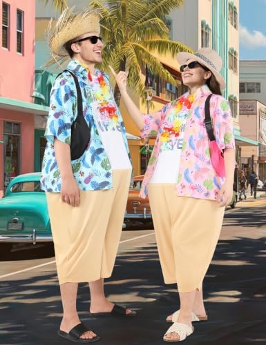12PCS Tacky Tourist Costume Couples Hawaiian Funny Adult Halloween Set