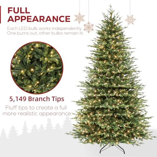 Hykolity 9 ft Prelit Christmas Tree with Realistic PE Foliage