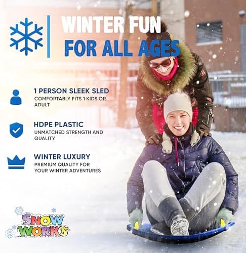 27" Lifetime Saucer Sled - Durable High-Density Plastic, Handles, Ideal for Adults, Kids, and Teens - 1 Person Snow Sled for Kids and Adults