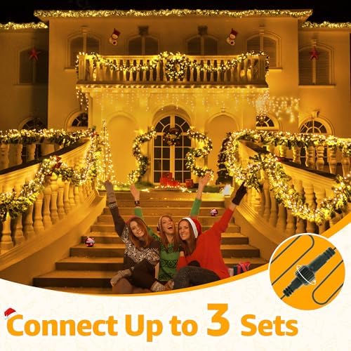 Ollny Cluster Lights Christmas 400LED 20FT, Conncetable Tree Lights Plug in