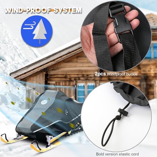 LIBZAKI Snowmobile Cover Waterproof Sled Ski Cover 600D Heavy Duty Oxford Fabric Freeze-Resistant Down to -40°F Compatible with Polaris,Ski-Doo,Arctic Cat,Yamaha,Lynx,Camso,CFMOTO 126"-145" Gray