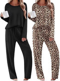 Ekouaer 2 Pack Womens Pajama Sets Long Sleeve Long Pants Pjs Loungewear