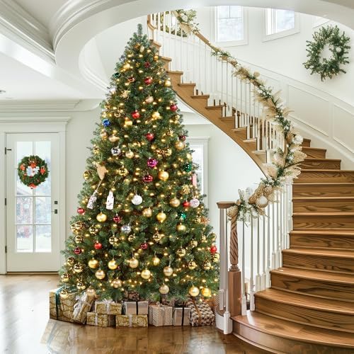 Yaheetech 9ft Pre-lit Christmas Tree with 850 Warm White Lights, Green