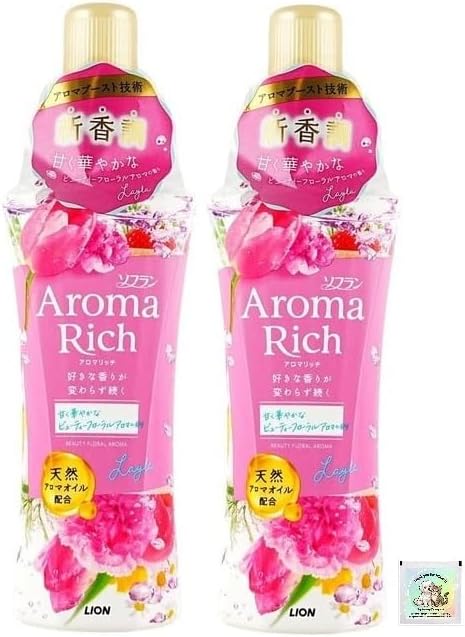 Soflan Fabric Clothing Softener Aroma Rich Assorted Set, Set of 4 Scents, 16.2oz (480 ml)×4, Long-Lasting Fragrance, Made in Japan - Yummy-Yamaguchi Original Wipe Included (Layla)