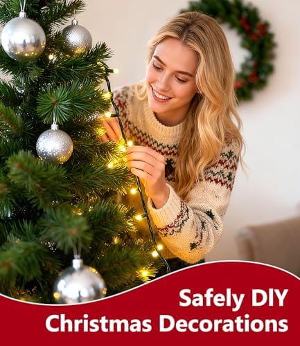 82FT 1000LED Warm White Christmas Lights Outdoor with 8 Modes, IP44 Waterproof Plug in Christmas Tree Light Fairy String Lights for Christmas, Patio, Garden, Indoor Outdoor Decor