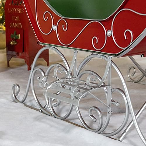 Zaer Ltd. Life-Size Christmas Outdoor Victorian Santa Sleigh, Commercial Christmas Decoration (Red, Green, Silver)