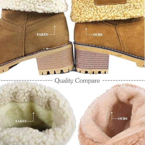 VIMISAOI Mid calf Winter Boots for Women Warm Ankle Snow Chunky Heel Boots