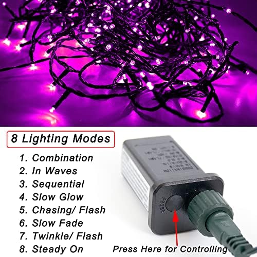 Pooqla 200 LED Purple Halloween Lights Outdoor String Lights, 66 ft