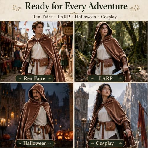 Renaissance Costume for Men, Viking Cloak Set, Ren Faire Halloween