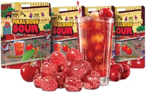 Final Boss Sour, Sour Fruit Chews (4 Pack, Shirley Temple Cherry)