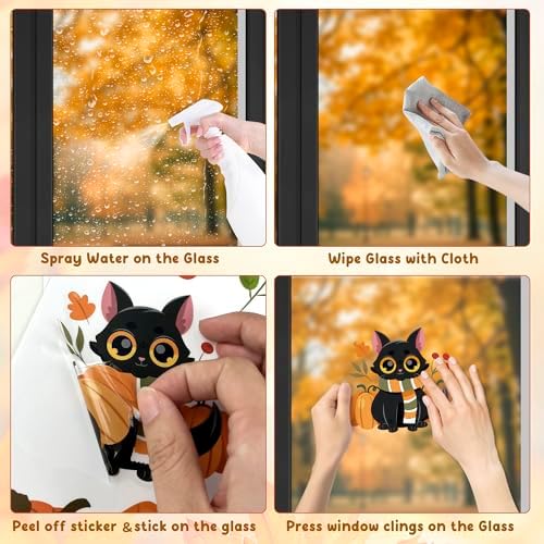 Thanksgiving Decorations - Reusable Static Window Clings for Glass