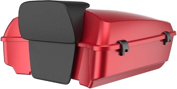 Advanblack Road Glide Tour Trunk Pack Wicked Red Chopped Tour Trunk Pack Backrest Pad for '97-'25 Harley Touring Road King Street Glide Electra Glide CVO models