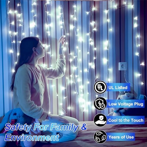 492FT Outdoor Christmas Lights, 1300 LED Super Long String Lights 8 Lighting Modes & Timer Memory, Outsite Waterproof Light Strings for Xmas Tree Garden Wedding Party Holiday Decorations Cool White