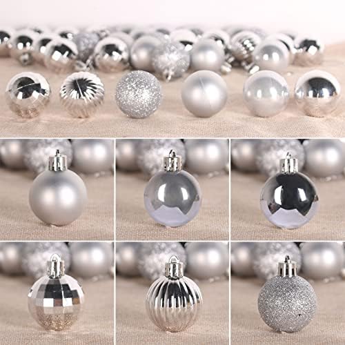 Silver 2.5" Christmas Balls Christmas Tree Decoration Ornaments Shatterproof Hanging Balls for Birthday Halloween Holiday Wedding Decorations Set of 36pcs