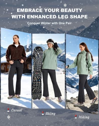 Women's Snow Ski Pants Fleece Lined Water Resistant Warm Flare Fit