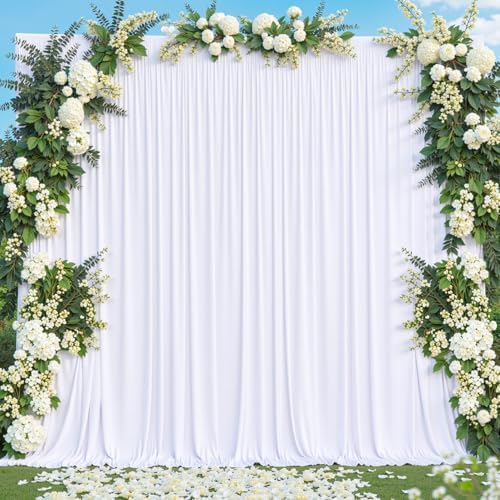 White Backdrop Curtain for Parties Wedding Wrinkle Free White Photo Curtains Backdrop Drapes Fabric Decoration for Baby Shower 5ft x 7ft,2 Panels