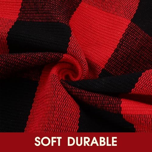 Christmas Red and Black Plaid Rug 8x10 ft, Extra Large Cotton Hand-Woven Buffalo Check Area Rug for Living Room, Bedroom, Patio, Christmas Holiday Farmhouse Decor, Washable Outdoor Indoor Carpet
